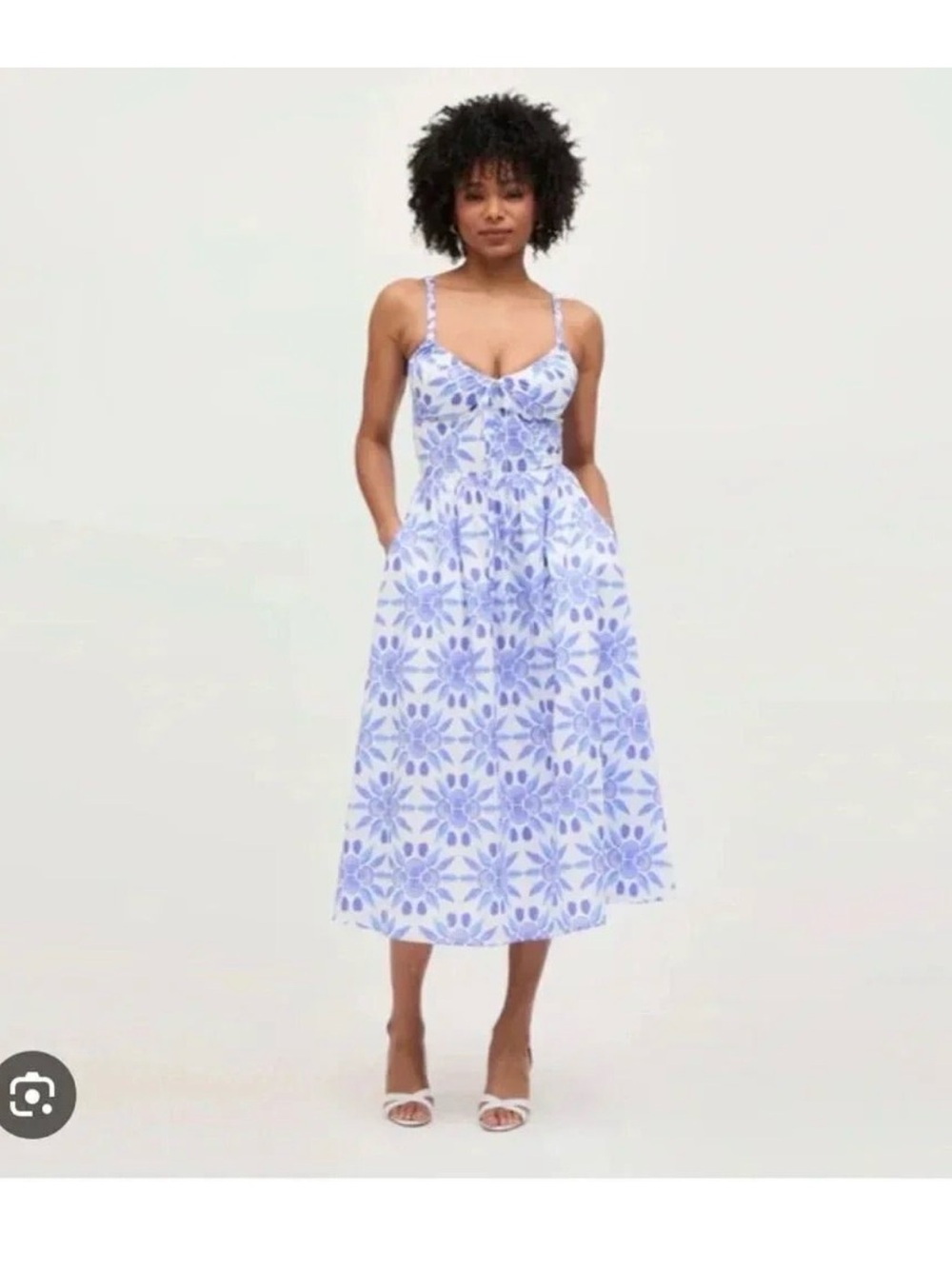 Lavender Floral Midi Dress with Spaghetti Straps